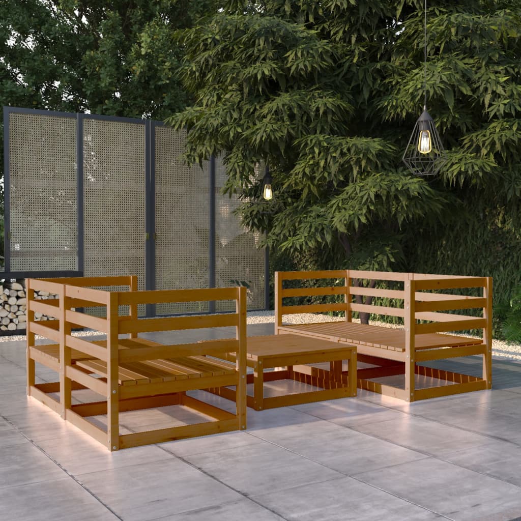 Set Mobilier De Grădină, 5 Piese, , Lemn Masiv De Pin