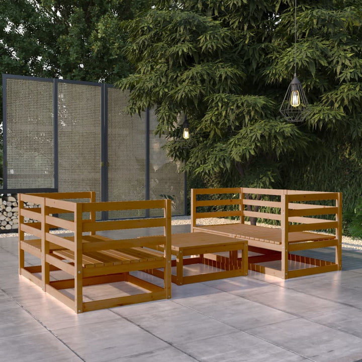 Set Mobilier De Grădină, 5 Piese, , Lemn Masiv De Pin