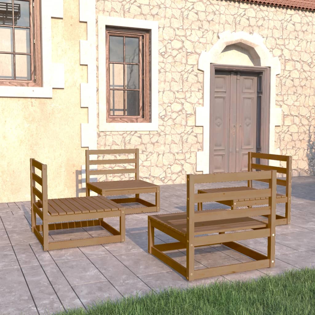 Vixl Set Mobilier De Grădină Cu Perne, 4 Piese, Lemn Masiv De Pin