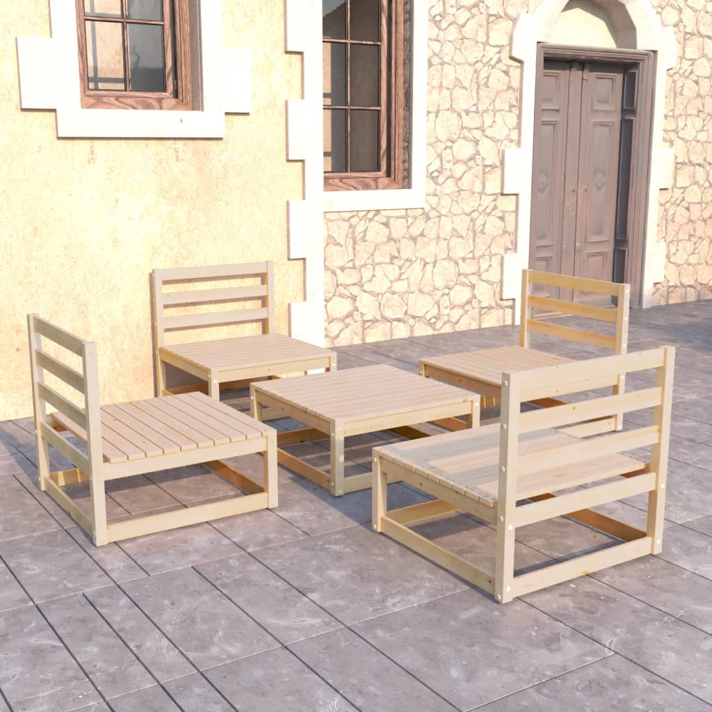 Set Mobilier De Grădină, 5 Piese, , Lemn Masiv De Pin