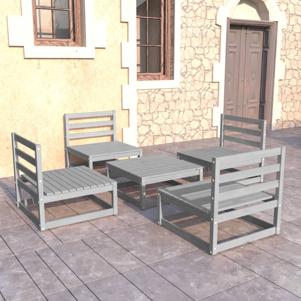 Set Mobilier De Grădină, 5 Piese, , Lemn Masiv De Pin