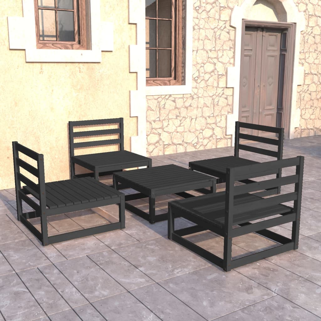 Set Mobilier De Grădină, 5 Piese, , Lemn Masiv De Pin