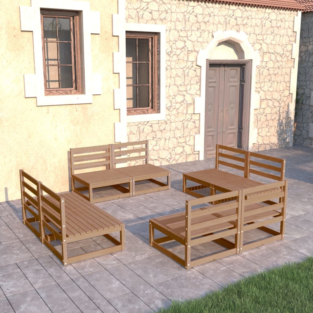 Vixl Set Mobilier De Grădină Cu Perne, 8 Piese, Lemn Masiv De Pin