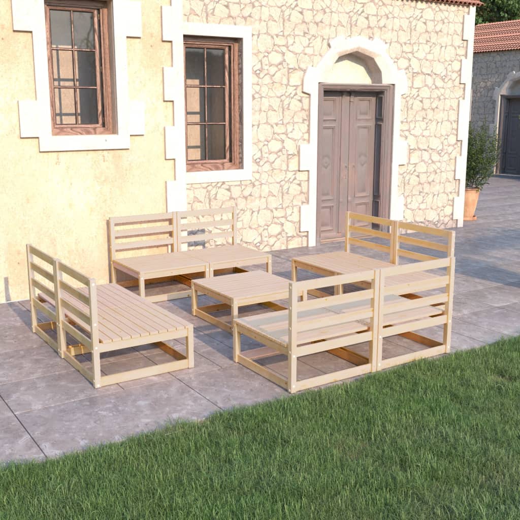 Vixl Set Mobilier Grădină Cu Perne, 9 Piese, Lemn Masiv De Pin