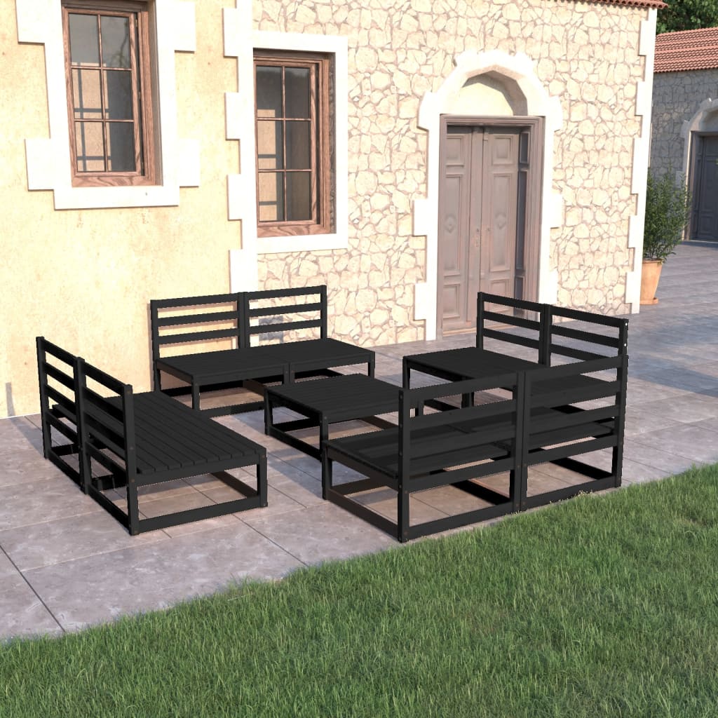 Vixl Set Mobilier Grădină Cu Perne, 9 Piese, Lemn Masiv De Pin
