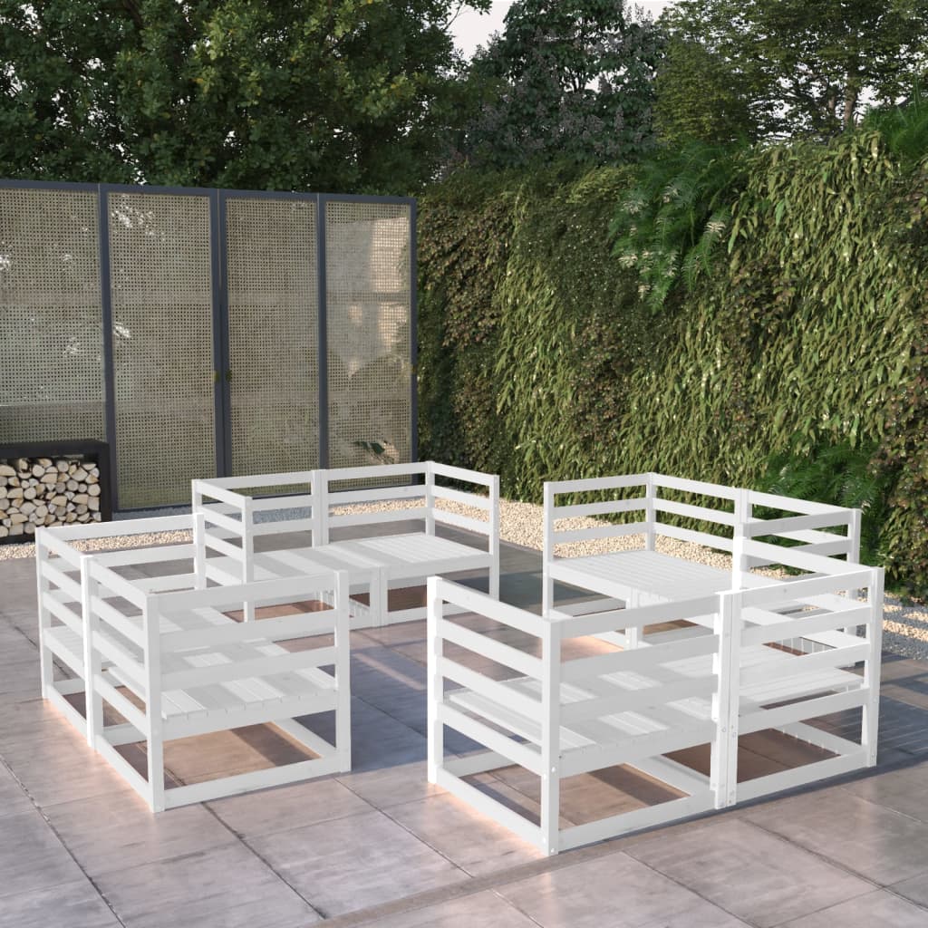 Set Mobilier De Grădină, 8 Piese, , Lemn Masiv De Pin