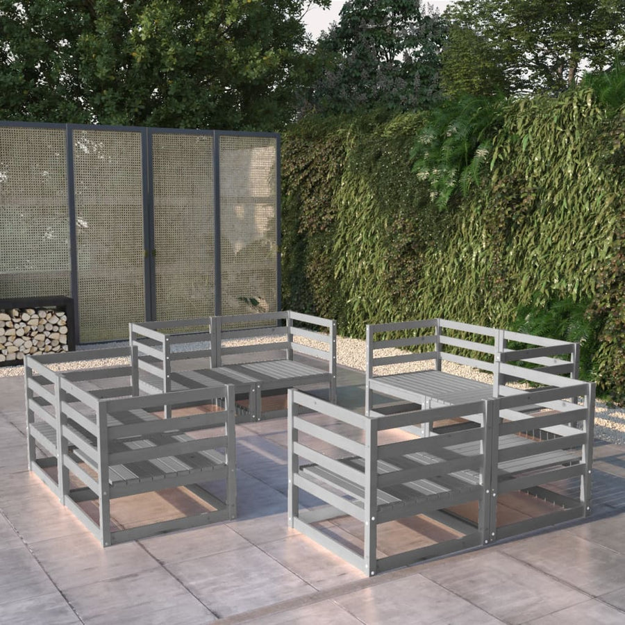 Set Mobilier De Grădină, 8 Piese, , Lemn Masiv De Pin