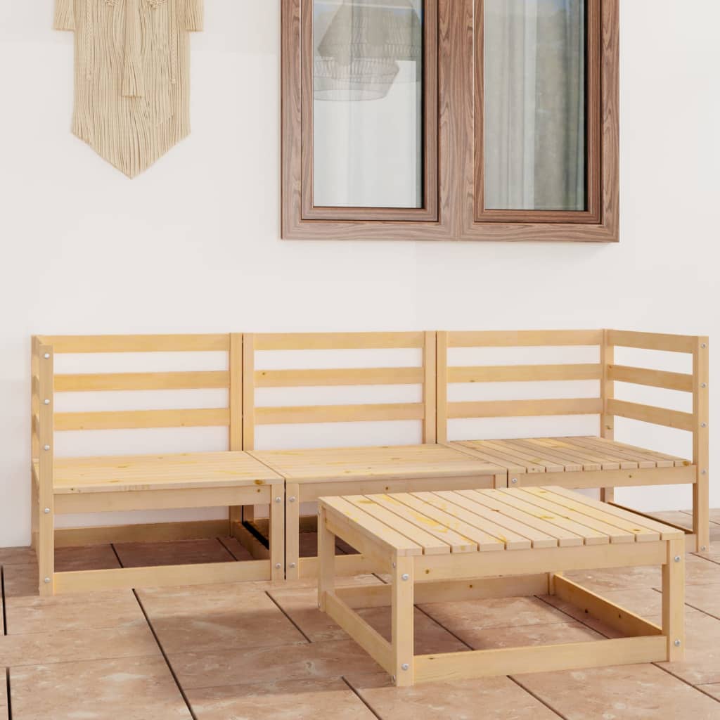 Vixl Set Mobilier De Grădină Cu Perne, 4 Piese, Lemn Masiv De Pin