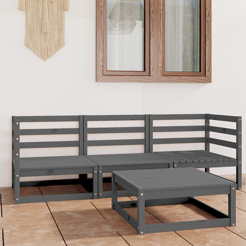 Vixl Set Mobilier De Grădină Cu Perne, 4 Piese, Lemn Masiv De Pin