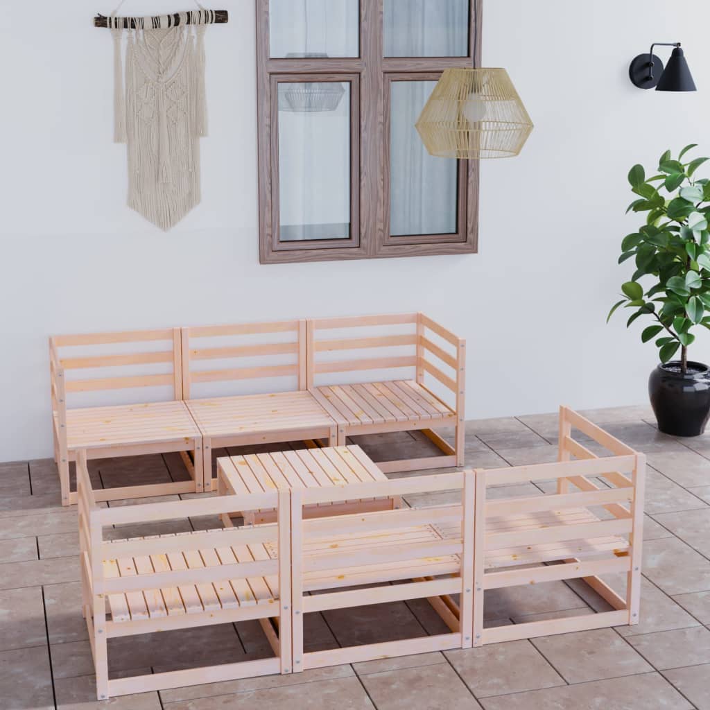 Set Mobilier De Grădină, 7 Piese, , Lemn Masiv De Pin