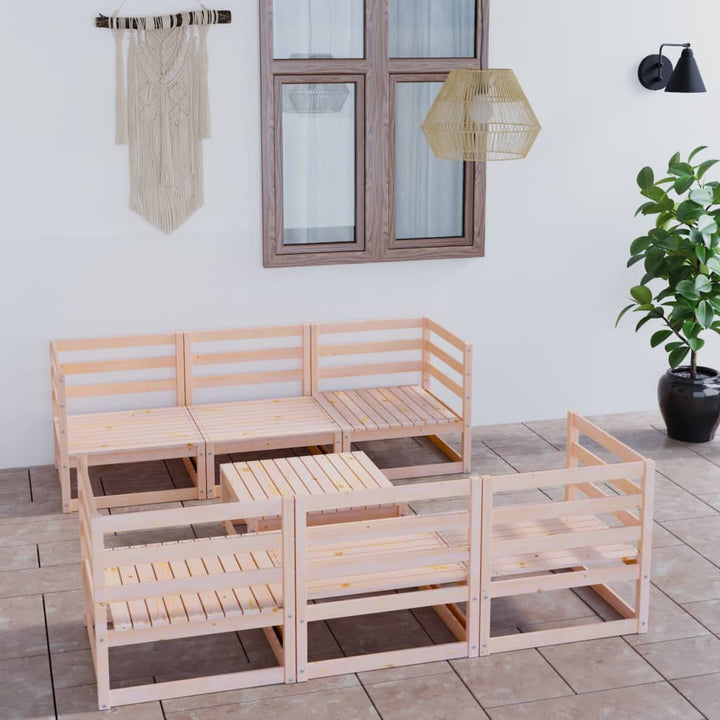 Set Mobilier De Grădină, 7 Piese, , Lemn Masiv De Pin