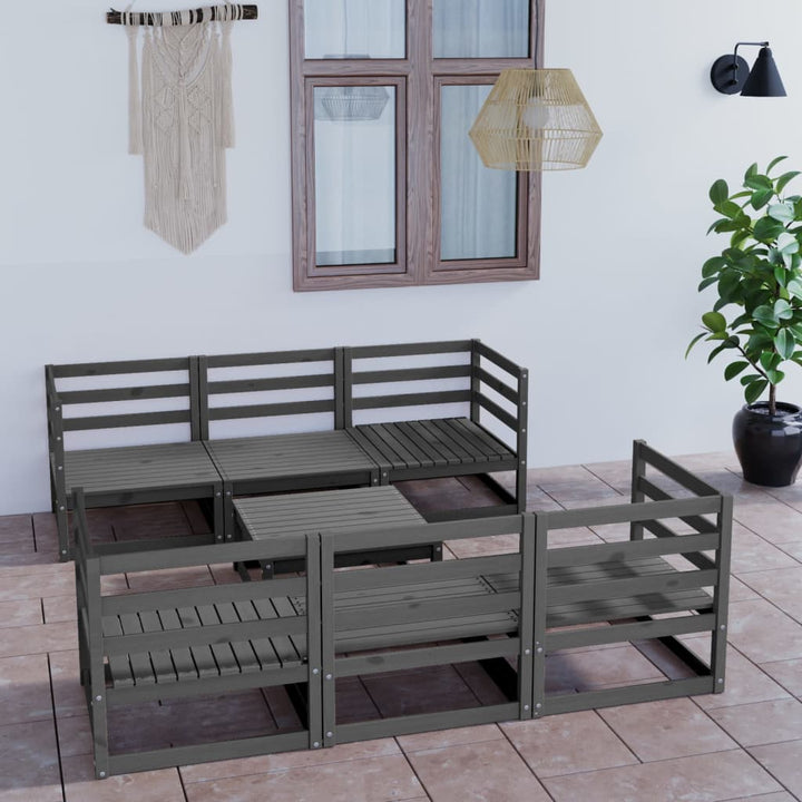 Set Mobilier De Grădină, 7 Piese, , Lemn Masiv De Pin