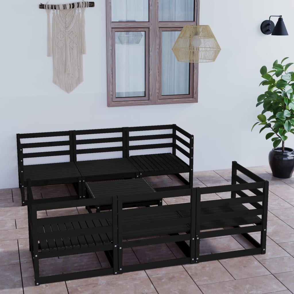 Set Mobilier De Grădină, 7 Piese, , Lemn Masiv De Pin