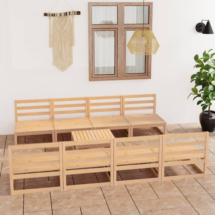 Vixl Set Mobilier Grădină Cu Perne, 9 Piese, Lemn Masiv Pin