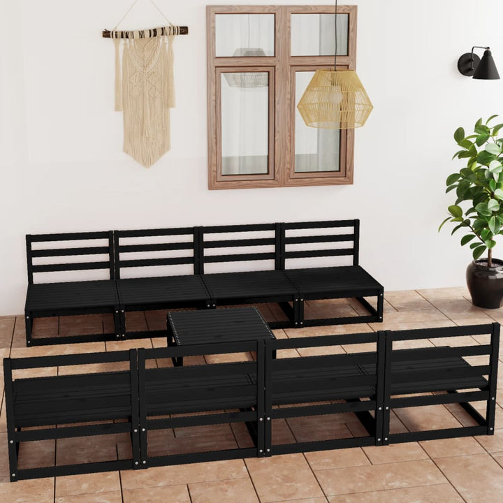 Vixl Set Mobilier Grădină Cu Perne, 9 Piese, Lemn Masiv Pin
