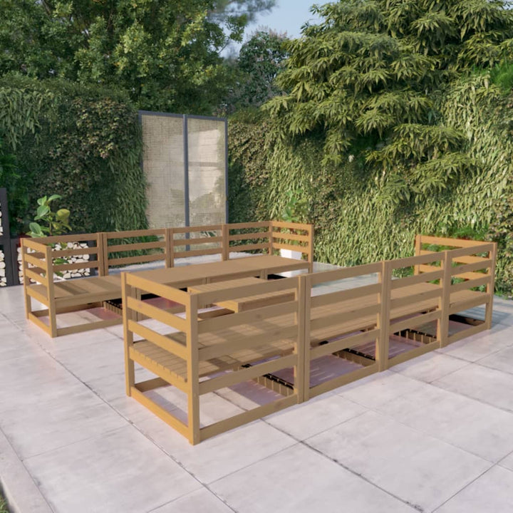 Vixl Set Mobilier Grădină Cu Perne, 9 Piese, Lemn Masiv De Pin