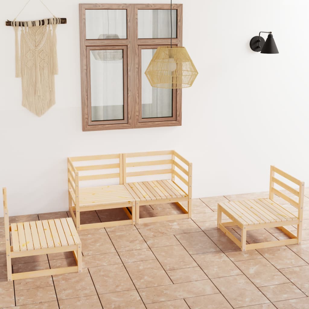 Set Mobilier De Grădină, 4 Piese, , Lemn Masiv De Pin