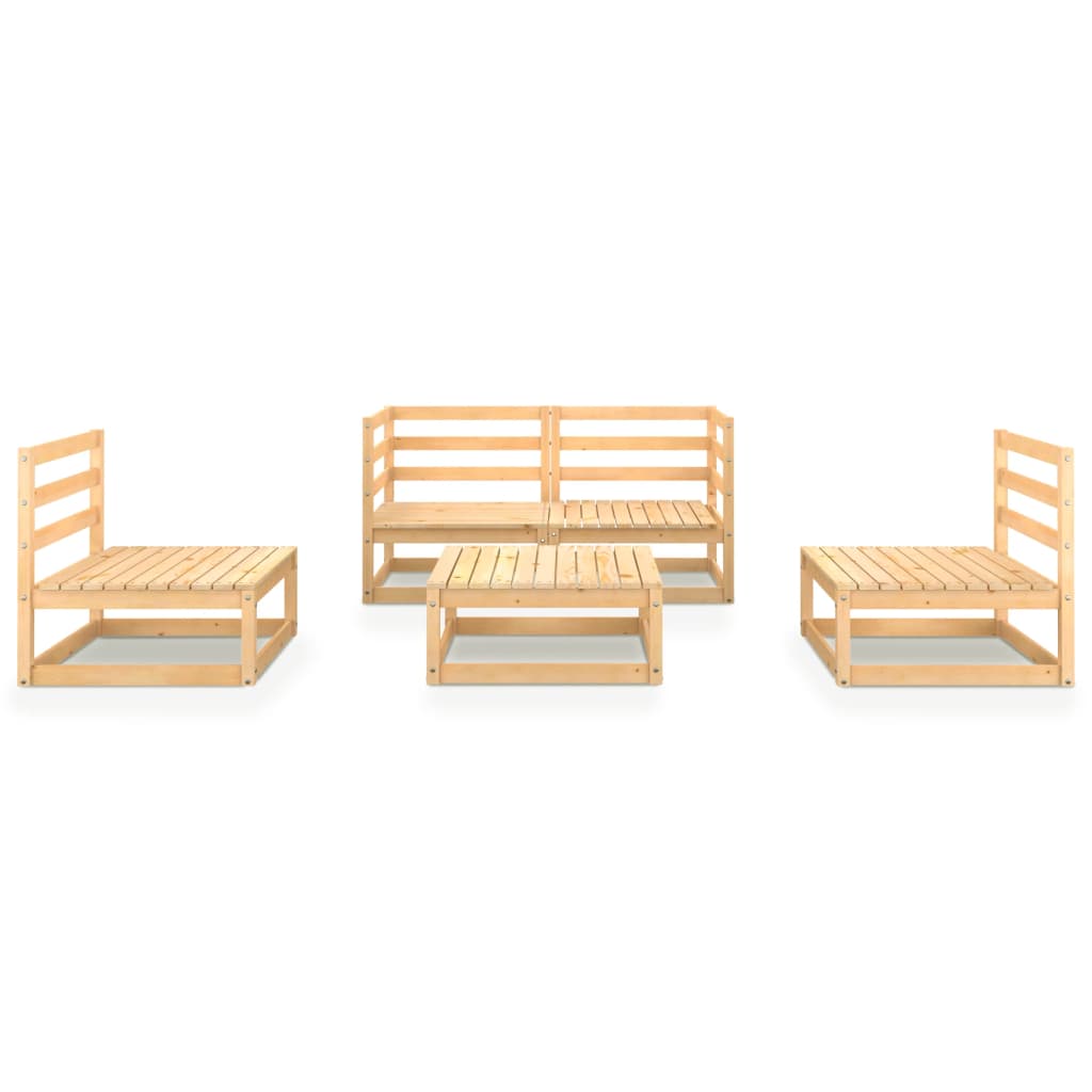 Set Mobilier De Grădină, 5 Piese, Lemn Masiv De Pin