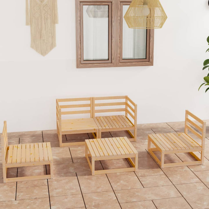 Set Mobilier De Grădină, 5 Piese, Lemn Masiv De Pin