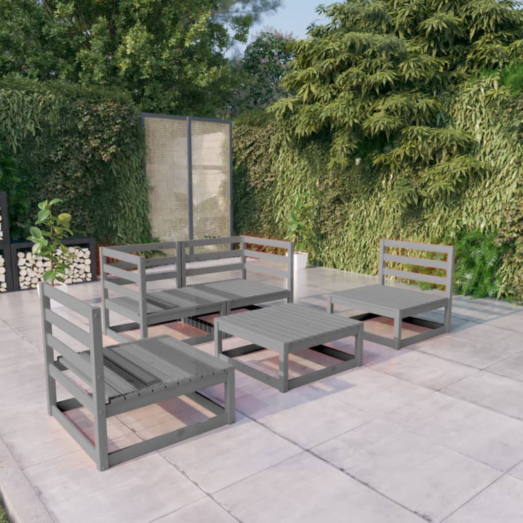 Set Mobilier De Grădină, 5 Piese, Lemn Masiv De Pin