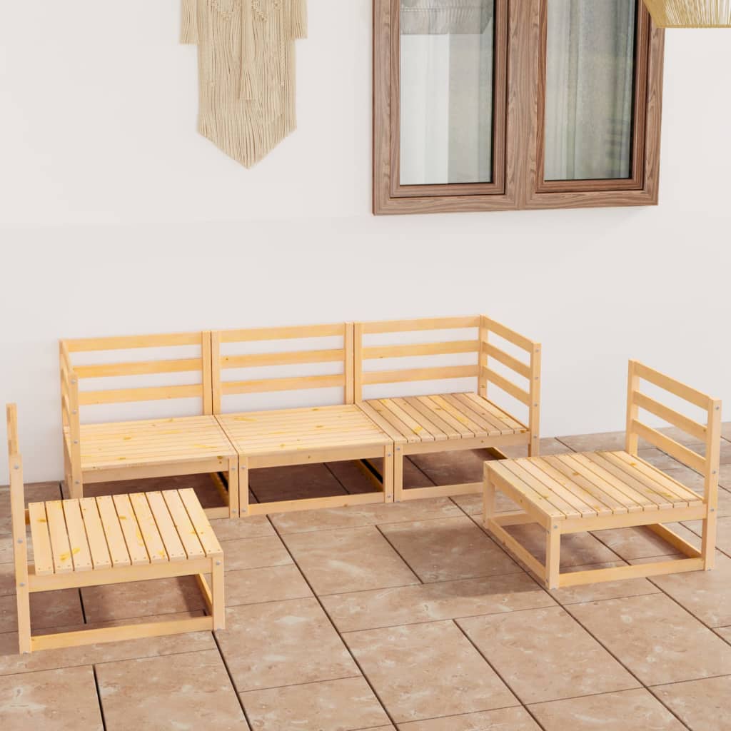 Vixl Set Mobilier De Grădină Cu Perne, 5 Piese, Lemn Masiv De Pin