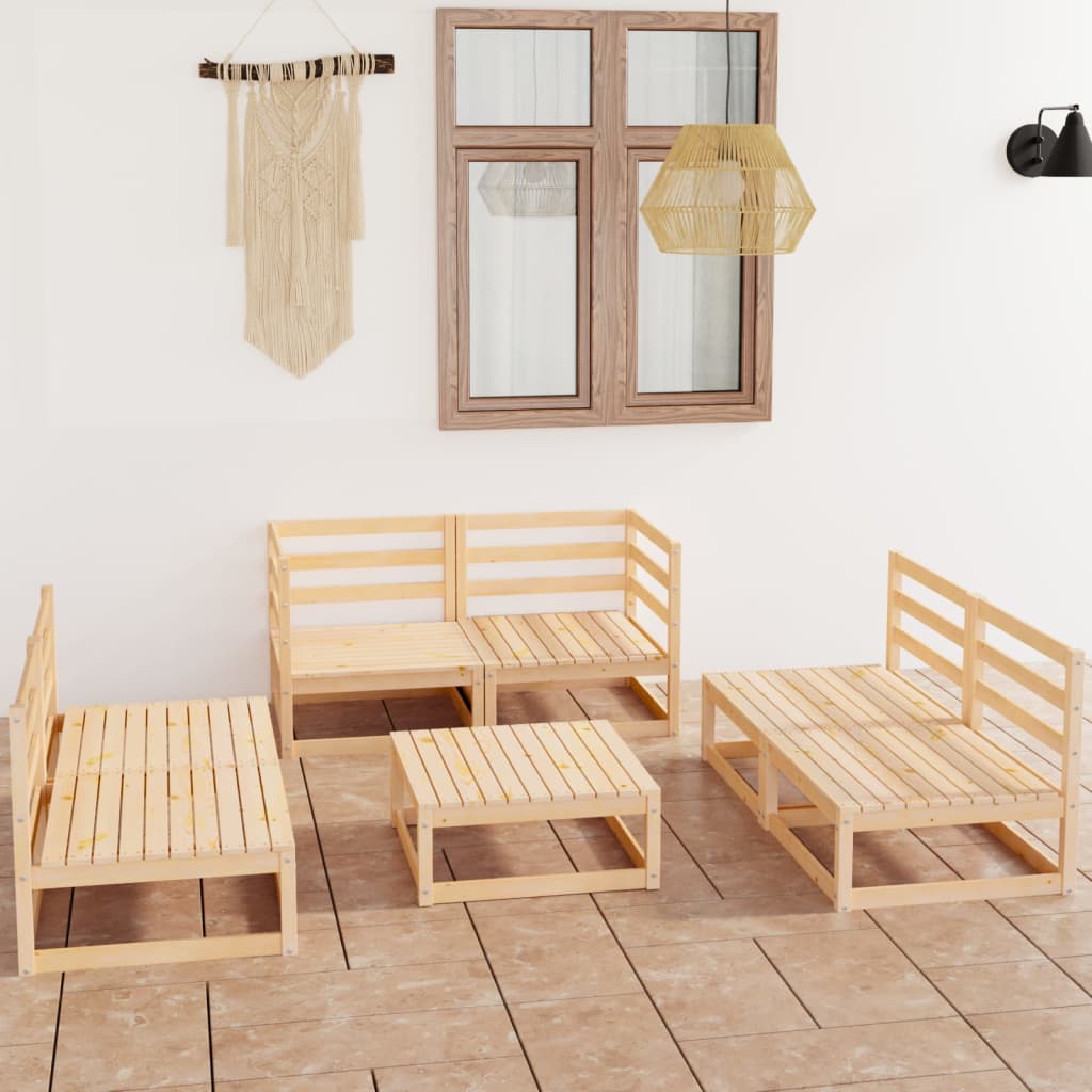 Vixl Set Mobilier De Grădină, 7 Piese, Cu Perne, Lemn Masiv De Pin