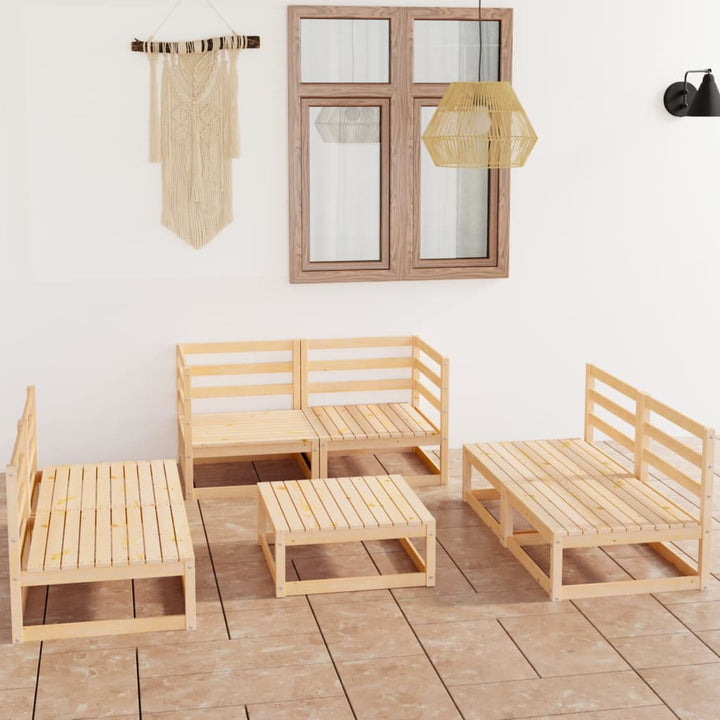 Vixl Set Mobilier De Grădină, 7 Piese, Cu Perne, Lemn Masiv De Pin