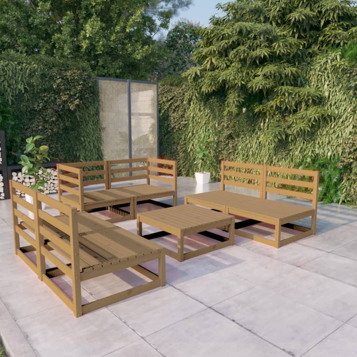 Vixl Set Mobilier De Grădină, 7 Piese, Cu Perne, Lemn Masiv De Pin