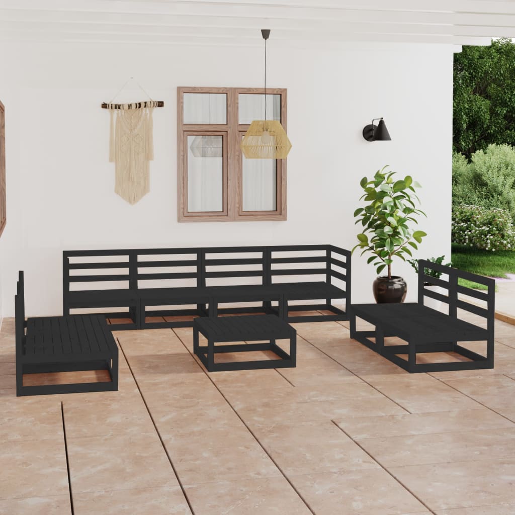Vixl Set Mobilier Grădină Cu Perne, 9 Piese, Lemn Masiv Pin