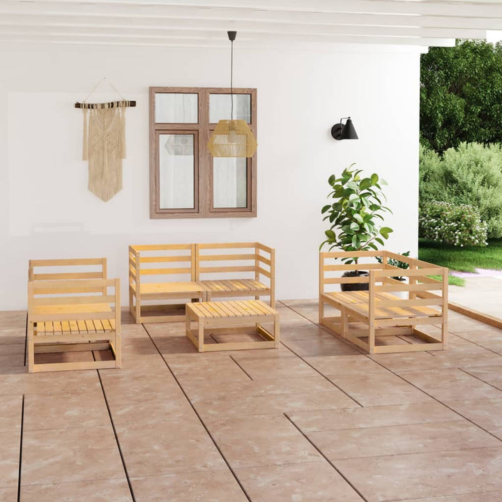 Set Mobilier De Grădină, 7 Piese, , Lemn Masiv De Pin