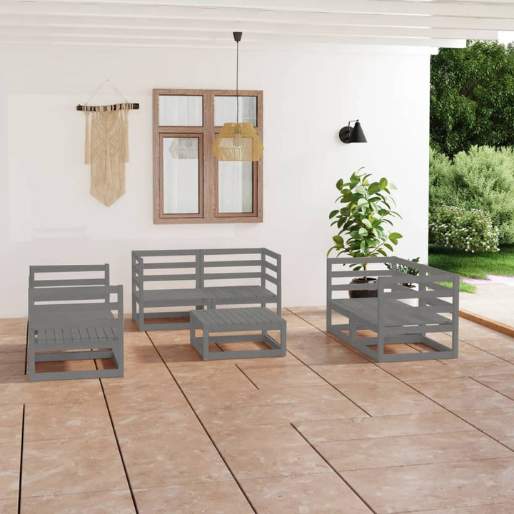 Set Mobilier De Grădină, 7 Piese, , Lemn Masiv De Pin