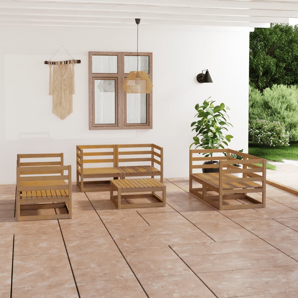 Set Mobilier De Grădină, 7 Piese, , Lemn Masiv De Pin