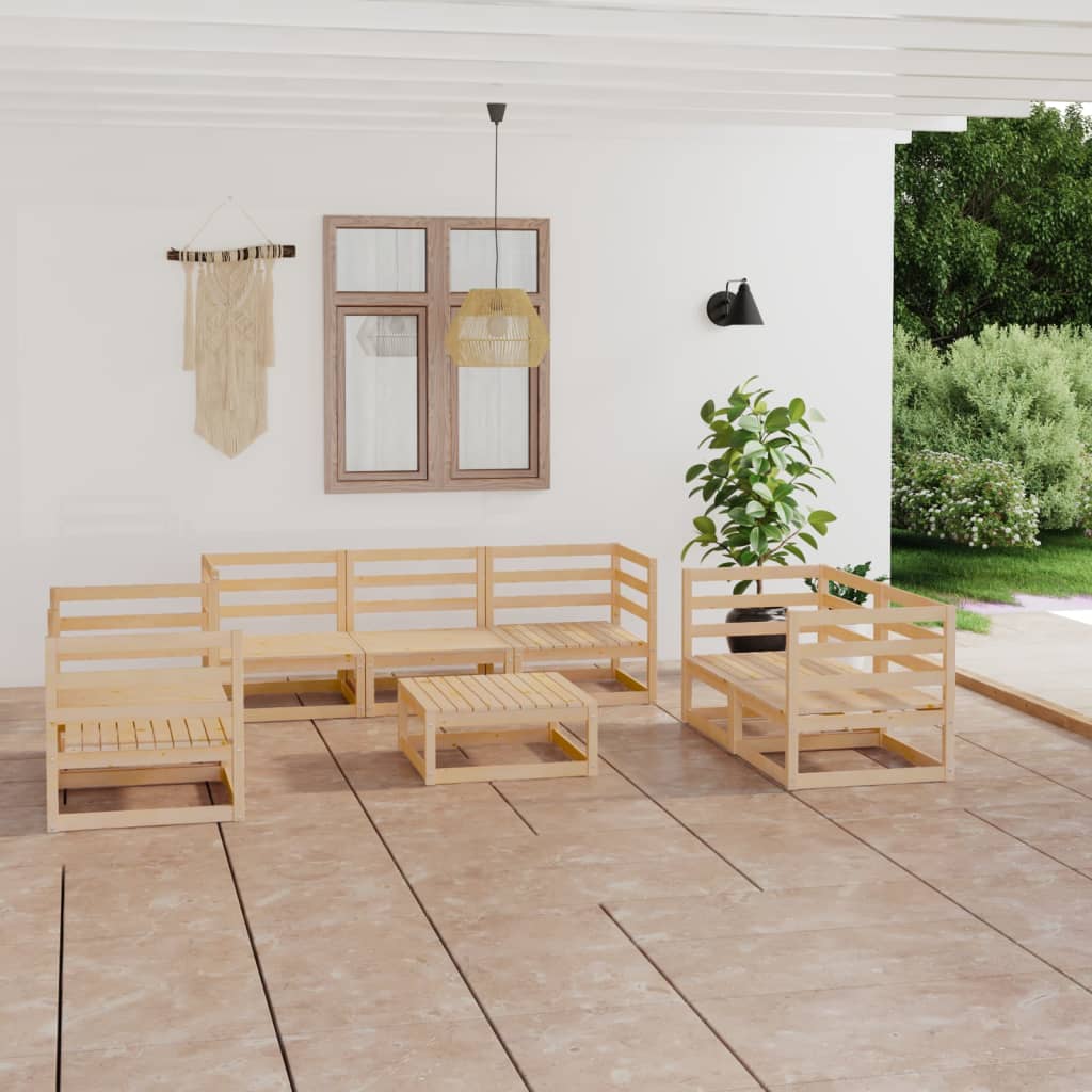 Set Mobilier De Grădină, 8 Piese, , Lemn Masiv De Pin