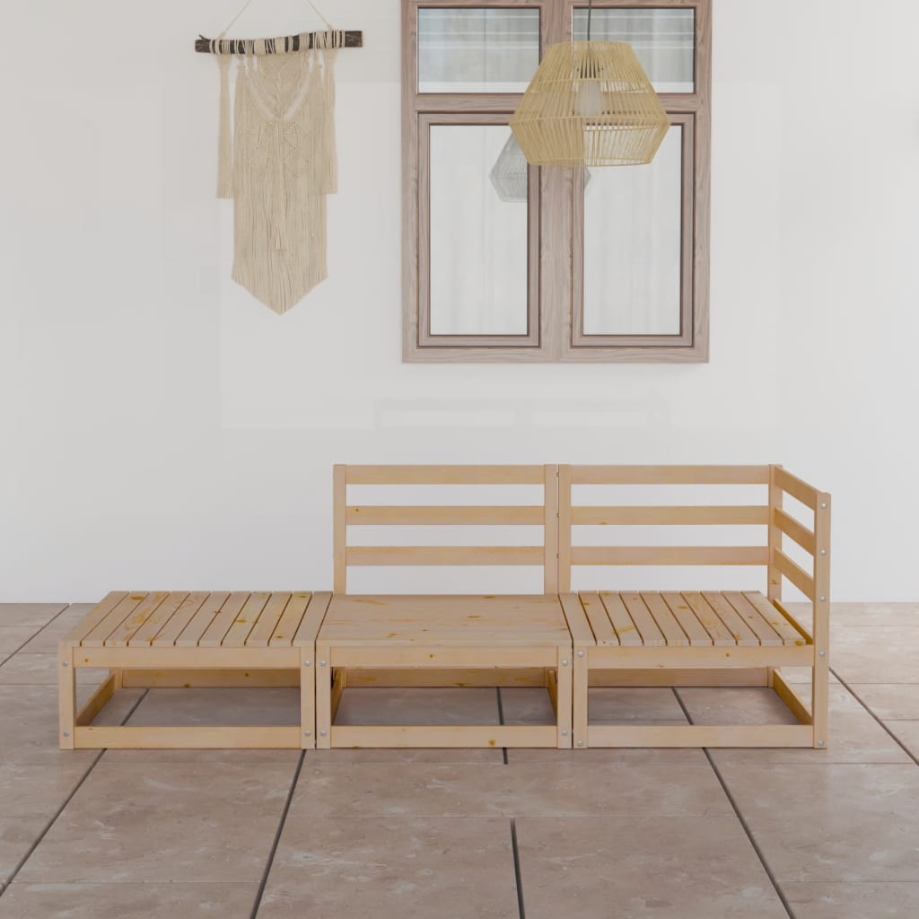 Set Mobilier De Grădină, 3 Piese, , Lemn Masiv De Pin