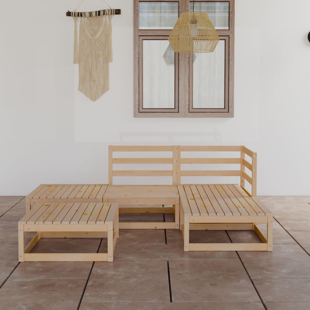 Set Mobilier De Grădină, 5 Piese, Lemn Masiv De Pin