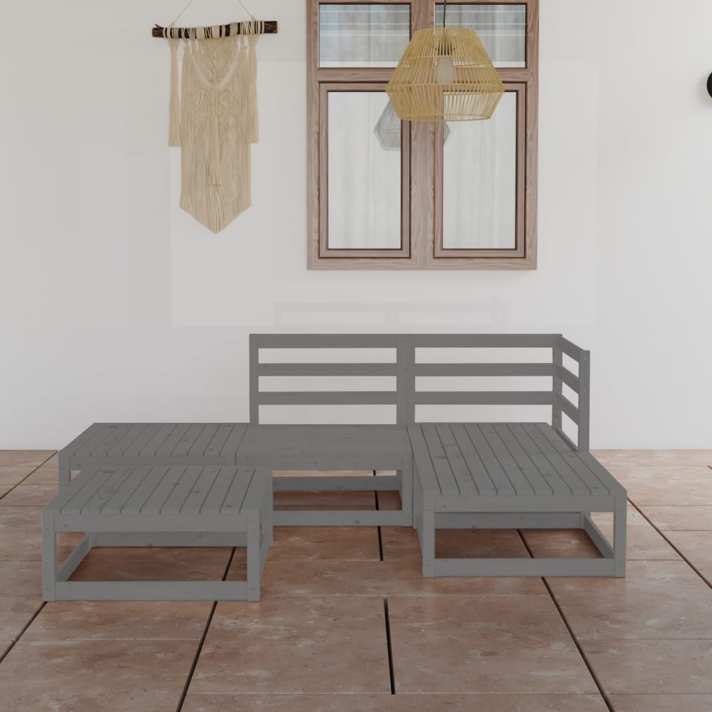 Set Mobilier De Grădină, 5 Piese, Lemn Masiv De Pin
