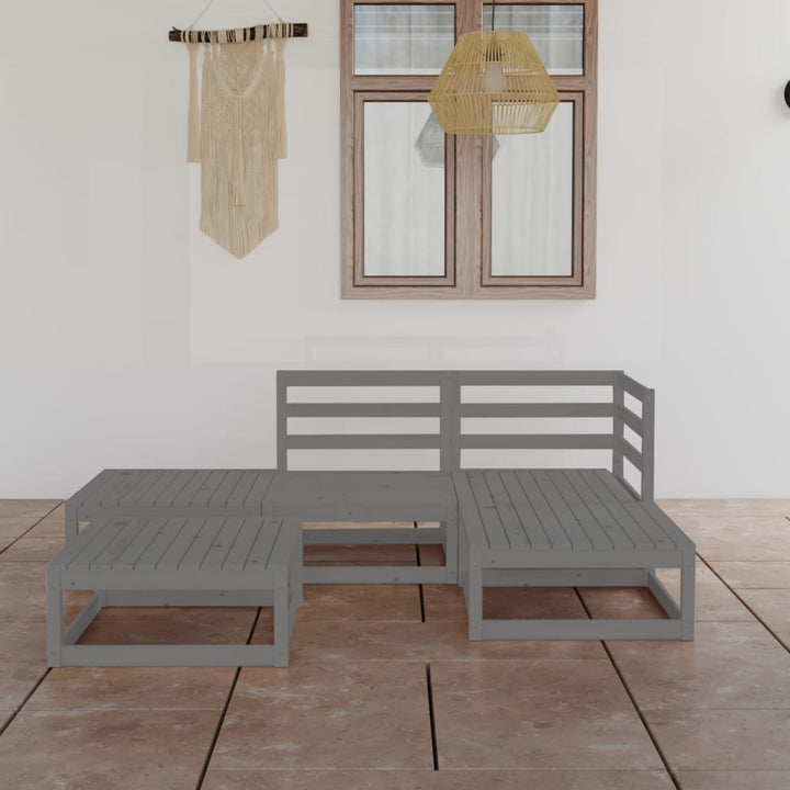 Set Mobilier De Grădină, 5 Piese, Lemn Masiv De Pin