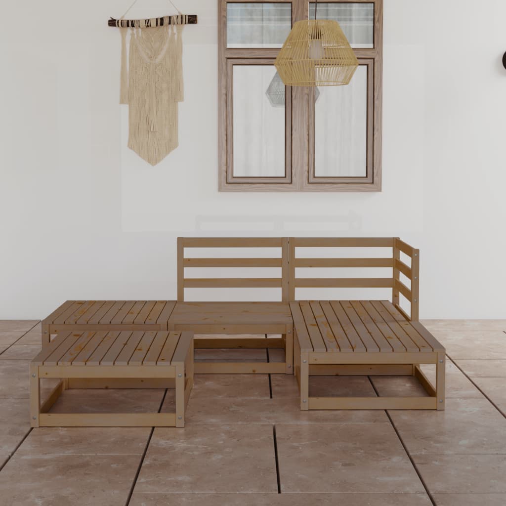 Set Mobilier De Grădină, 5 Piese, Lemn Masiv De Pin