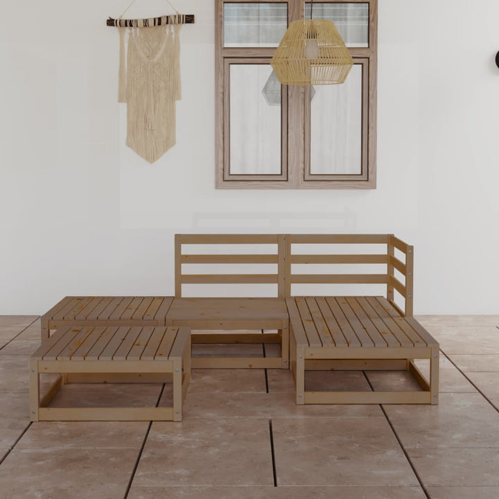 Set Mobilier De Grădină, 5 Piese, Lemn Masiv De Pin