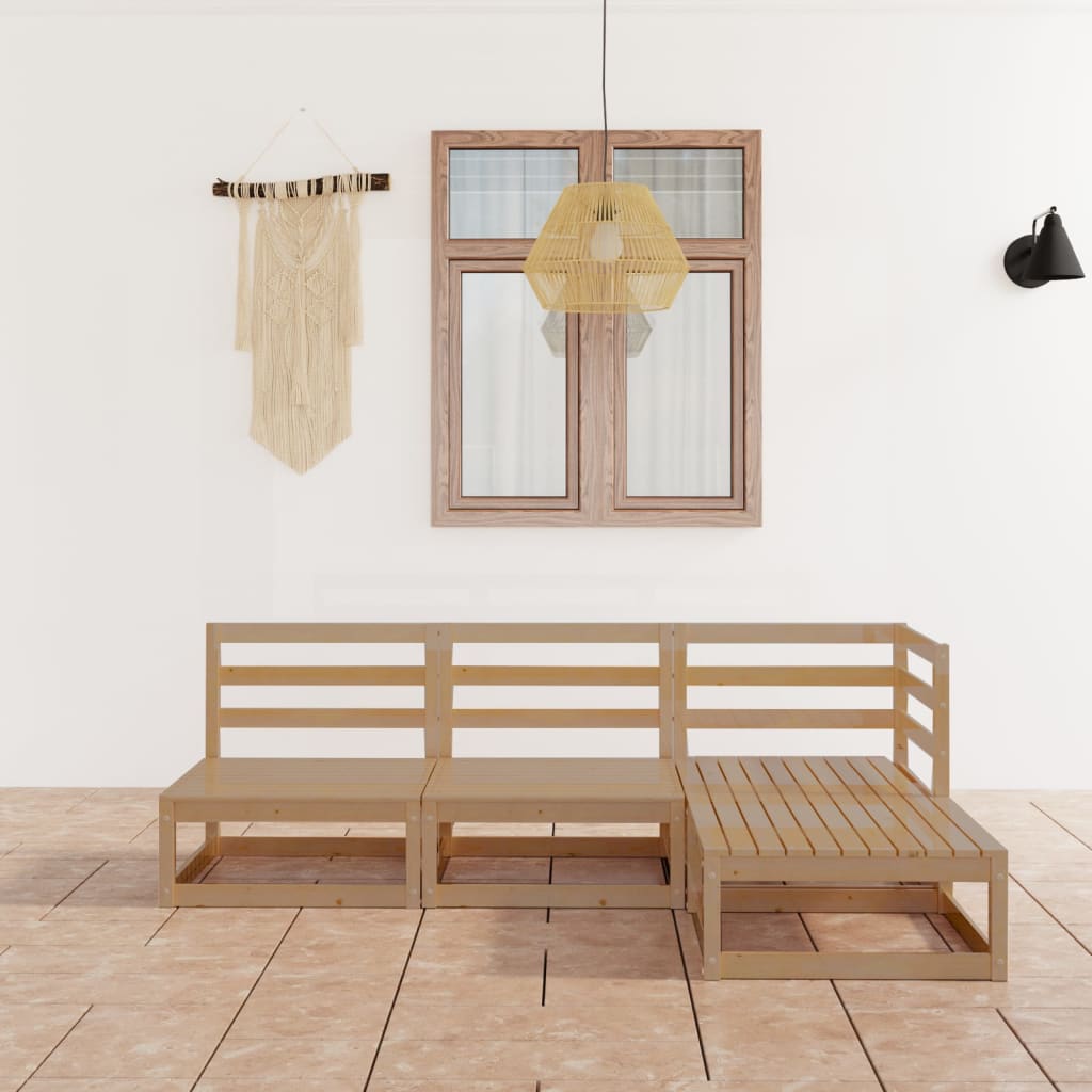 Set Mobilier De Grădină, 4 Piese, , Lemn Masiv De Pin