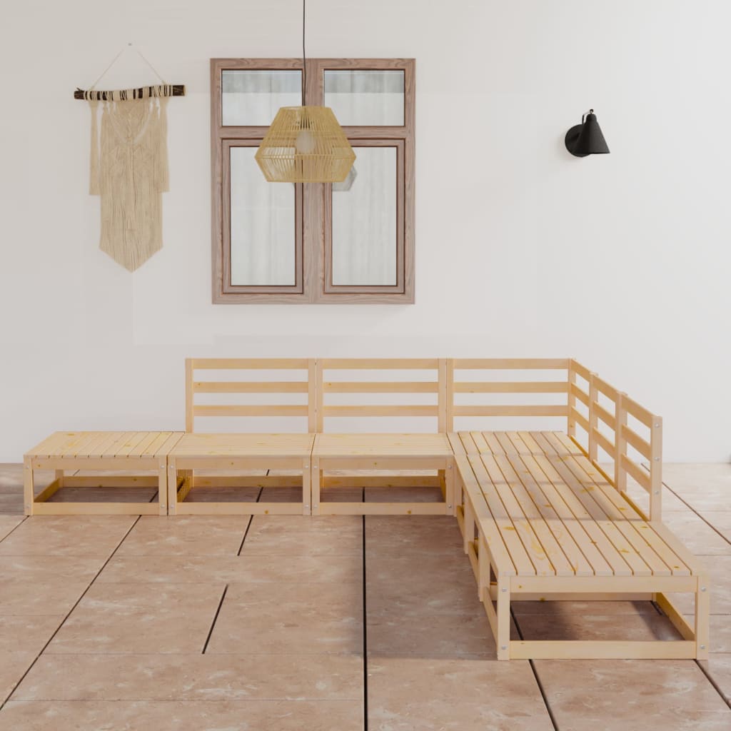 Set Mobilier De Grădină, 7 Piese, , Lemn Masiv De Pin
