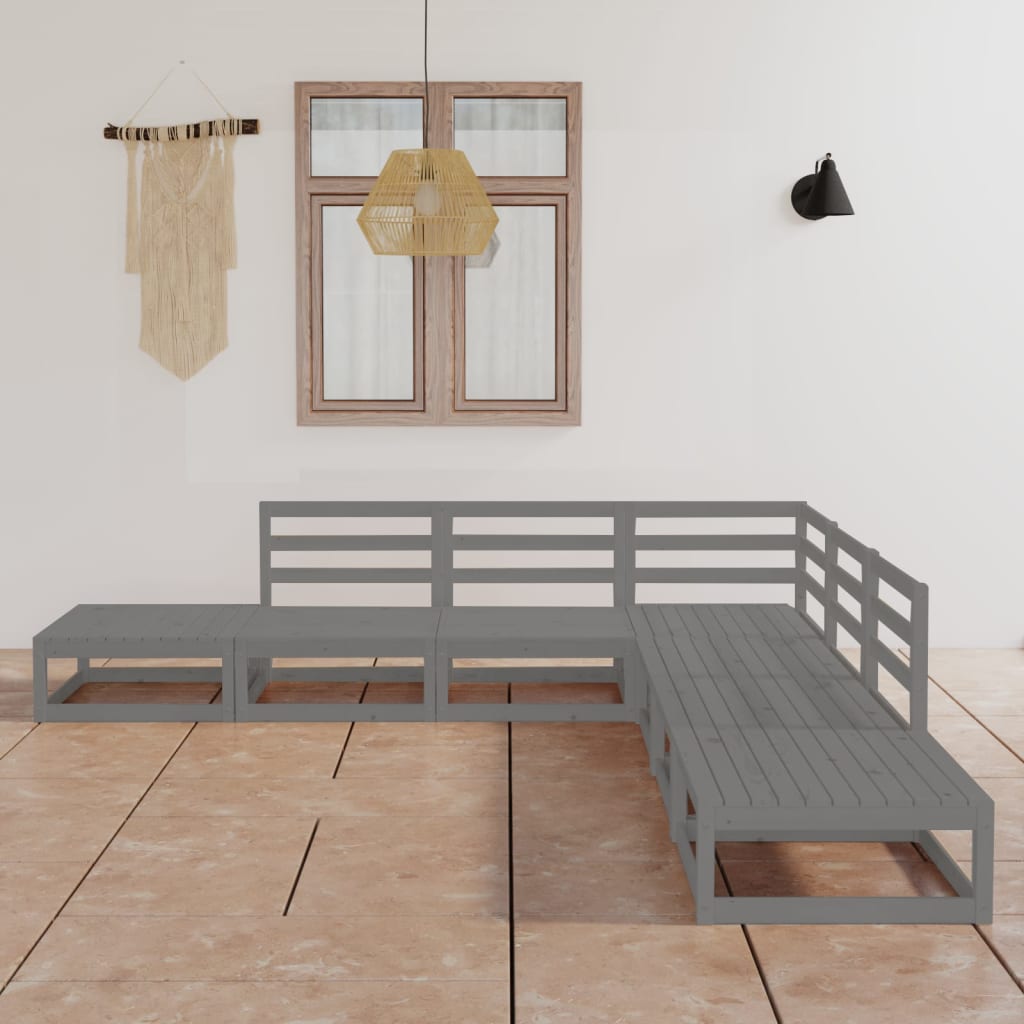 Set Mobilier De Grădină, 7 Piese, , Lemn Masiv De Pin