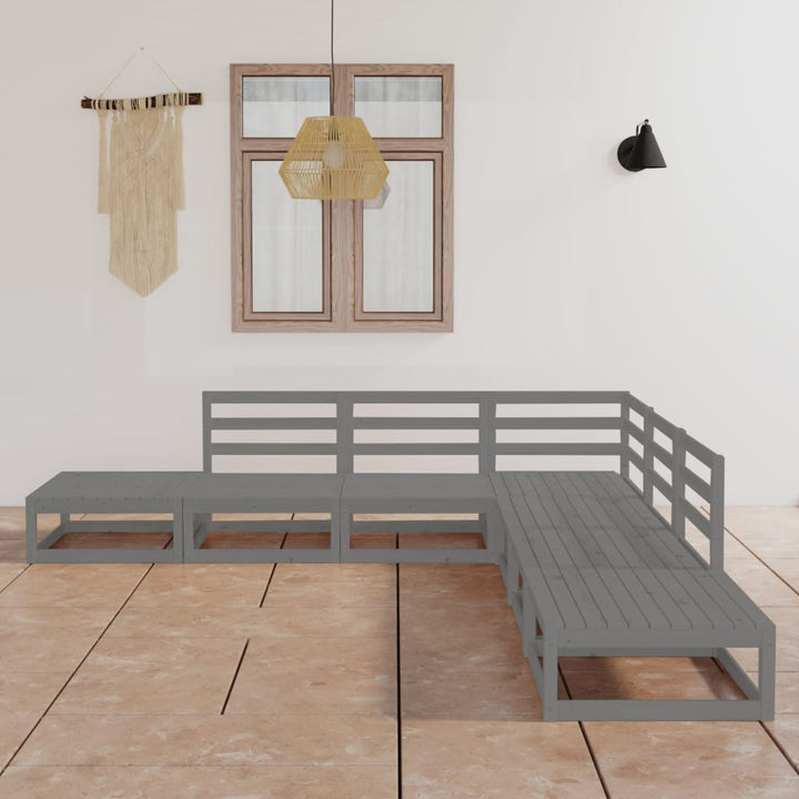 Set Mobilier De Grădină, 7 Piese, , Lemn Masiv De Pin