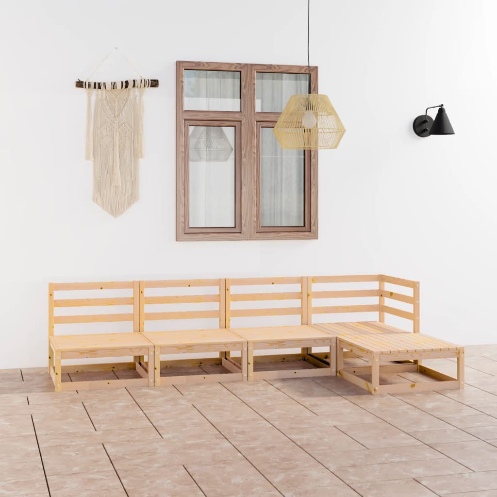 Set Mobilier De Grădină, 5 Piese, , Lemn Masiv De Pin