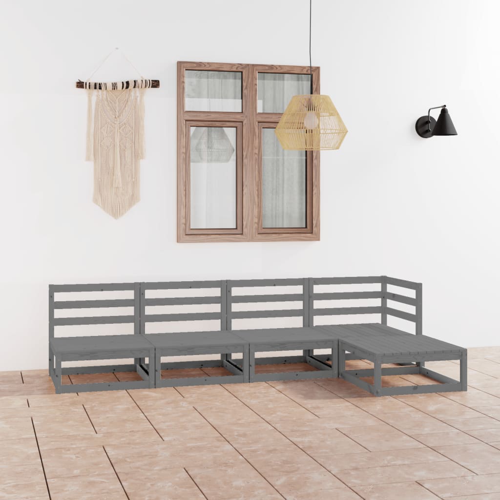 Set Mobilier De Grădină, 5 Piese, , Lemn Masiv De Pin