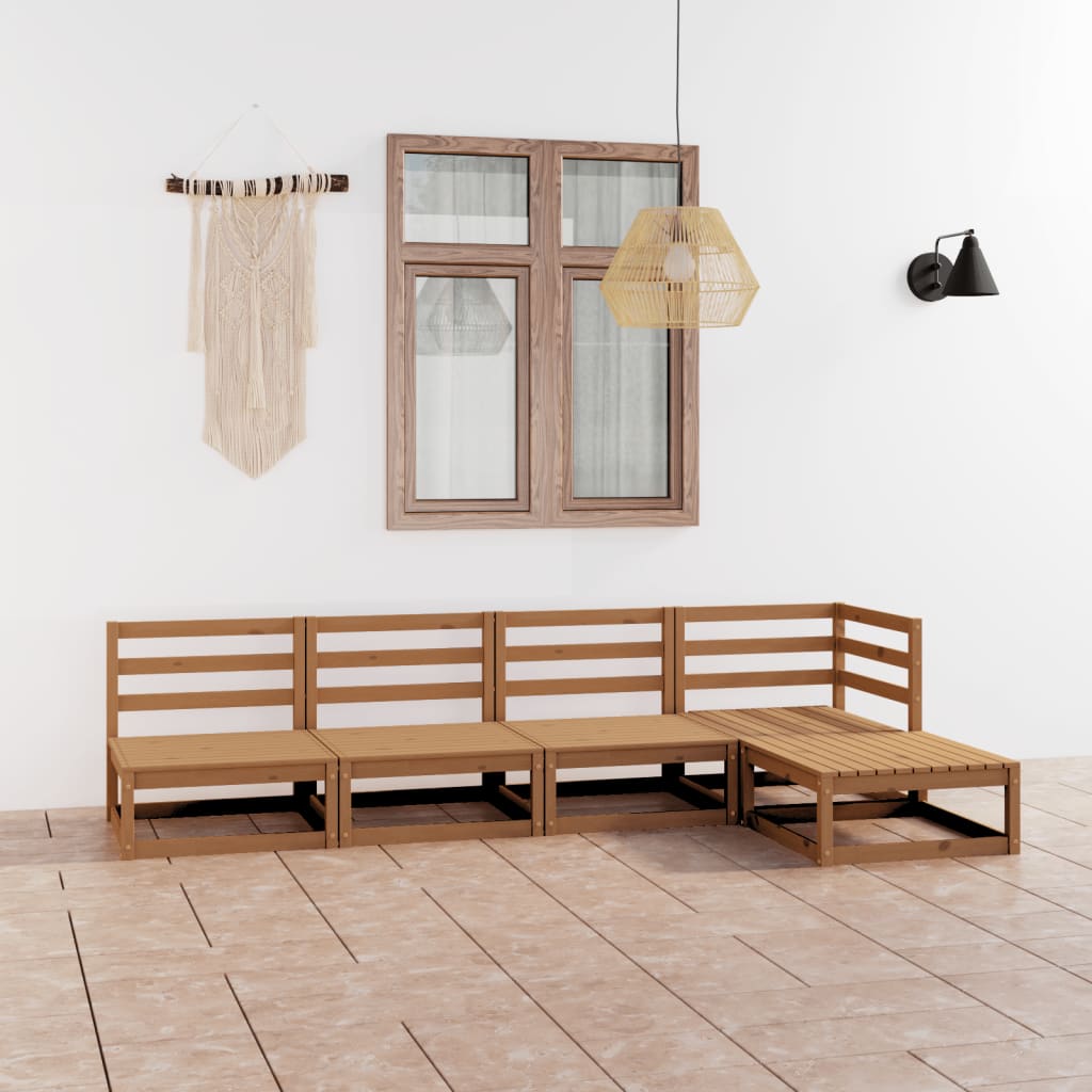 Set Mobilier De Grădină, 5 Piese, , Lemn Masiv De Pin