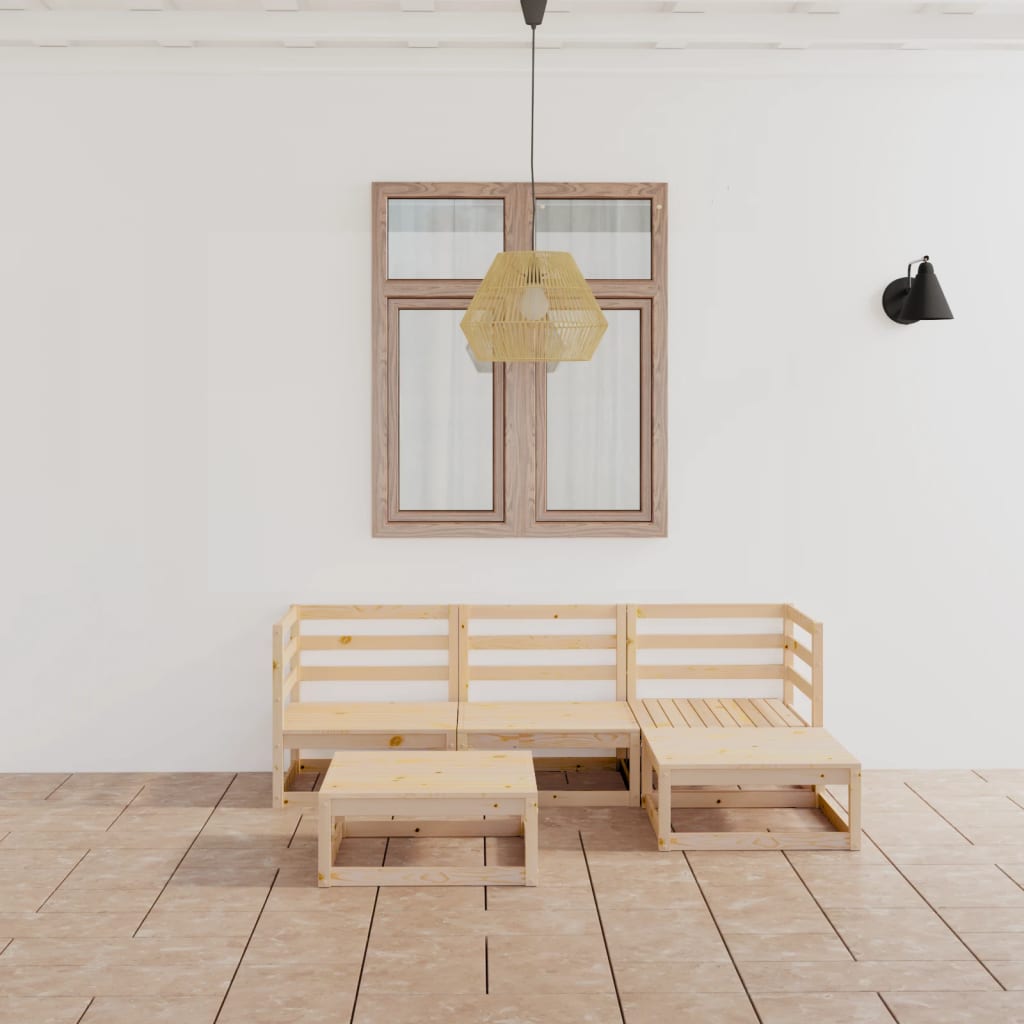 Set Mobilier De Grădină, 5 Piese, Lemn Masiv De Pin