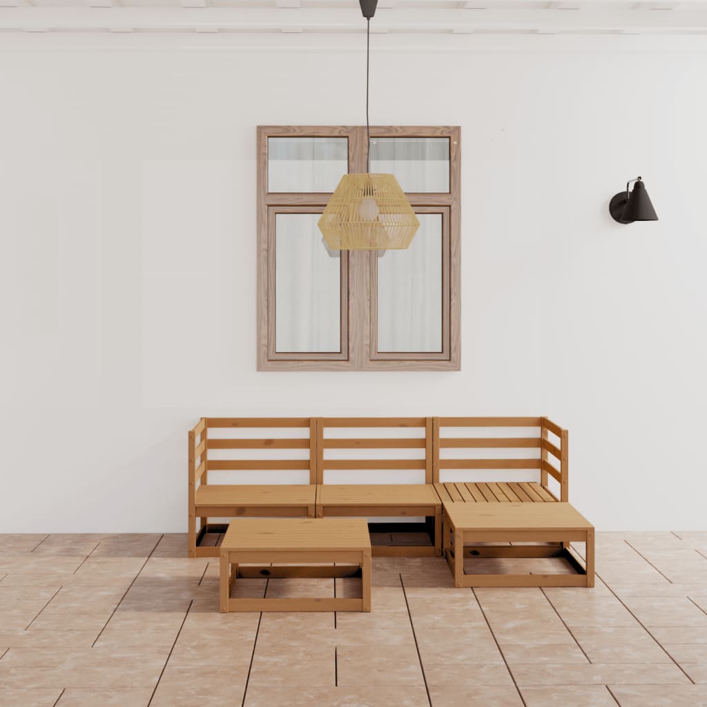 Set Mobilier De Grădină, 5 Piese, Lemn Masiv De Pin