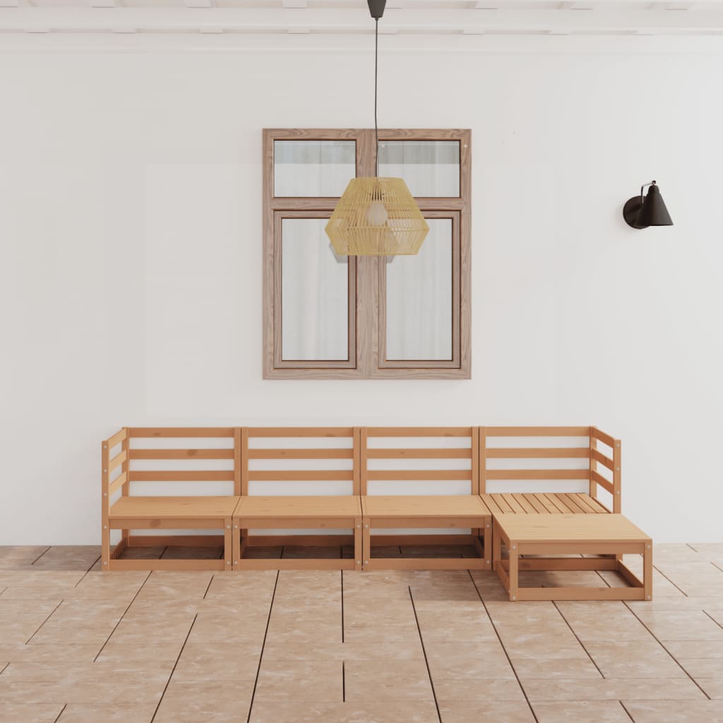 Set Mobilier De Grădină, 5 Piese, , Lemn Masiv De Pin