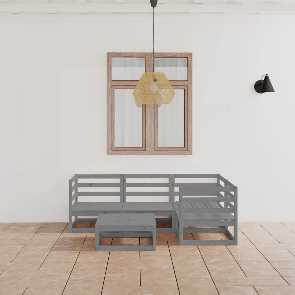 Set Mobilier De Grădină, 5 Piese, Lemn Masiv De Pin
